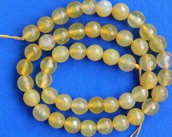 Full Strand Yellow Agate Round Faceted Bead 8mm