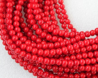 Red Sea Bamboo Coral Round Smooth Beads 5-5.25mm - 16 Inch Strand