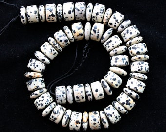 Full Strand Natural Dalmatian Jasper Polish Wheel/Abacus Beads