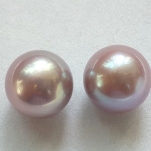 Top Quality Genuine Mauve Round Edison Pearls Undrilled 12.6-12.7mm - 1 Pcs