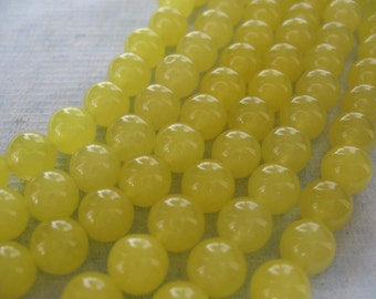 15.5 Inch Strand Yellow Jade Smooth Round Beads 8mm