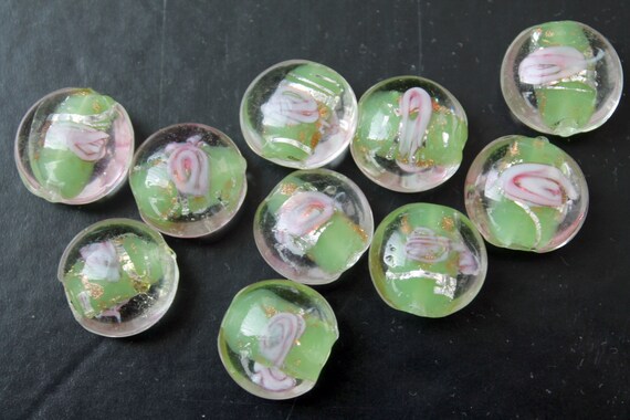 Lot de 4 perles en verre Feuille d’Argent Carrées 20mm Aquamarine