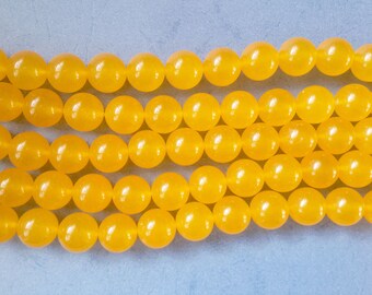 Full Strand Yellow Jade Round Smooth Beads 10mm, 12mm, 14mm