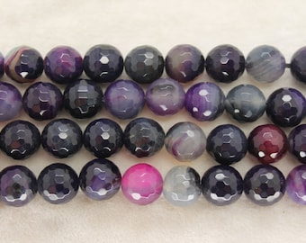 Beautiful Purple Lace Agate Faceted Round Gemstone Beads 10mm