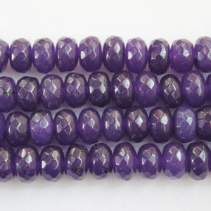 Full Strand Purple Violet Jade Faceted Rondelle Beads 8x5mm image 1