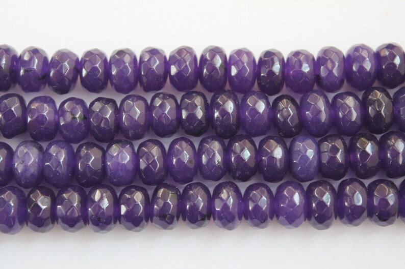 Full Strand Purple Violet Jade Faceted Rondelle Beads 8x5mm image 1