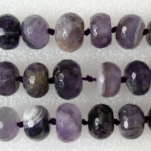 Beautiful Amethyst Graduated Rondelle Faceted Beads - 15.5 Inch Strand