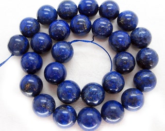 Gorgeous Lapis Lazuli Smooth Round Beads 14mm - 16 Inch Strand