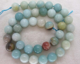 Natural Amazonite Smooth Round Gemstone Beads 10mm