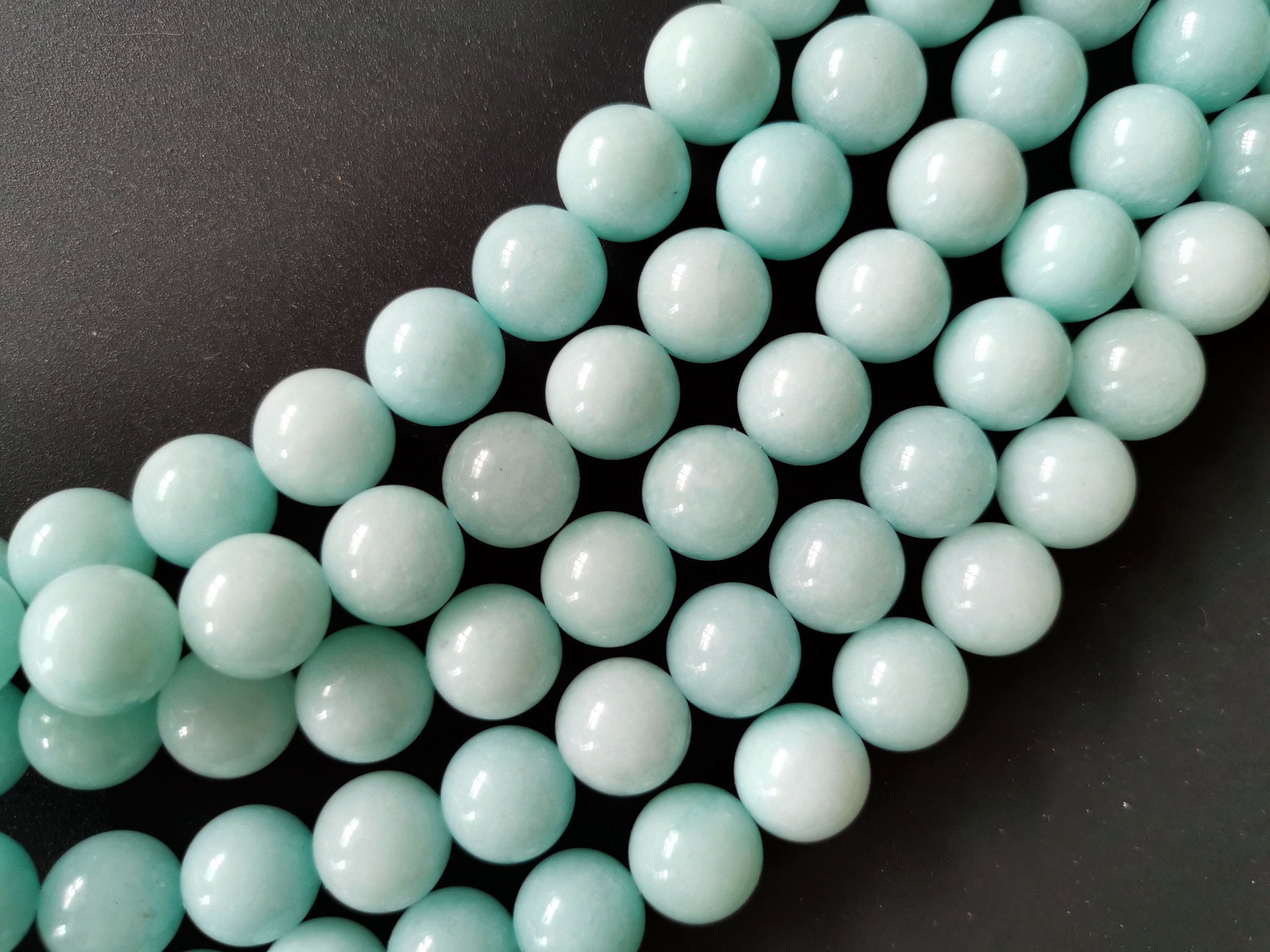 Full Strand Matte Aqua Blue Jade Round Smooth Beads 10-14mm - Etsy