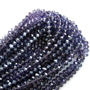 Violet Crystal Glass Faceted Rondelle Beads 6x8mm