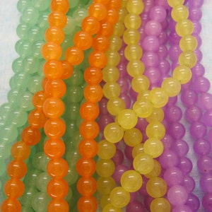 Full Strand Colorful Jade Smooth Round Beads 6mm