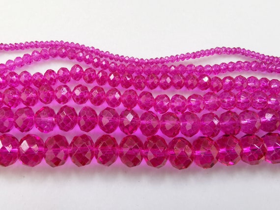 Faceted Rondelle Crystal Glass Beads 4x3mm---12x10mm Pink AB 