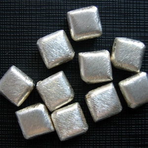 4x Indian Handmade 925 Sterling Silver Brushed Texture Diamond Beads