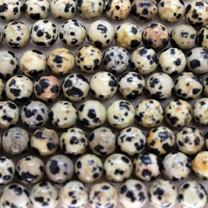 Naturel Dalmatien Jasper Smooth Round Beads 8mm - 16 Pouces Strand