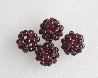 Red Garnet Round Ball Cluster Beads 16mm - 2/4 Pcs