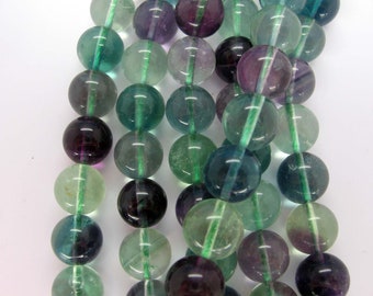 Genuine Rainbow  Fluorite Round Smooth Beads 10mm