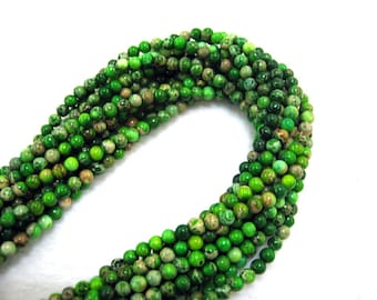 Gorgeous Green Variscite Sea Sediment Jasper Round Beads 4mm