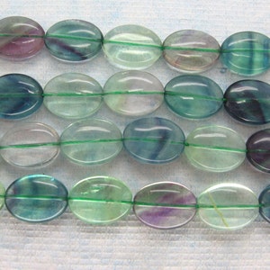 Genuine Rainbow  Fluorite Smooth Puffed Oval Beads 16x12mm