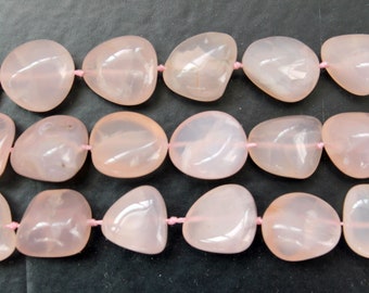 Full Strand Light Pink Chalcedony Smooth Nugget Beads