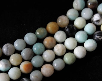 Natural Amazonite Round Faceted Gemstone Beads 8mm