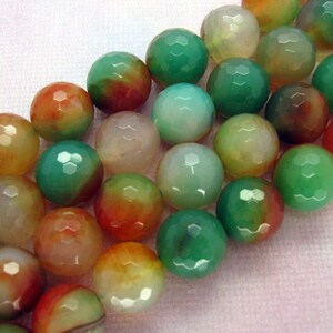 15 Inch Strand Red Green Agate Round Faceted Bead 14mm image 3