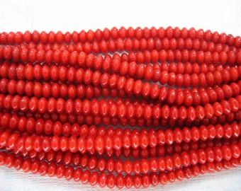 Full Strand Small Red Sea Bamboo Coral Rondelle Beads 5x3mm