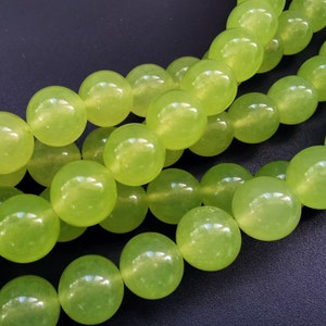 Full Strand Grape Green Jade Smooth Round Beads 10/12/14mm