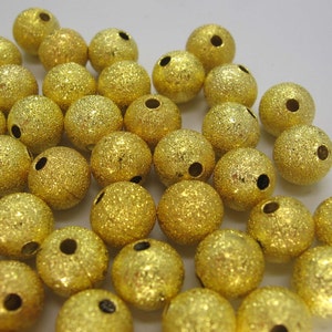 20 Pcs Gold Plated Stardust Round Spacer Beads 8MM