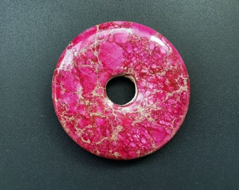 Beautiful Magenta Red Variscite Sea Sediment Jasper Donut Pendant