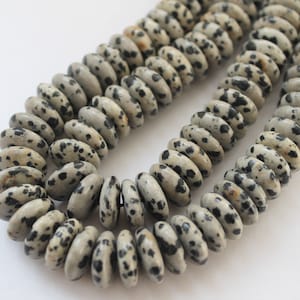 Center Drilled Natural Dalmatian Jasper Coin/Disc Beads - 16 Inch Strand