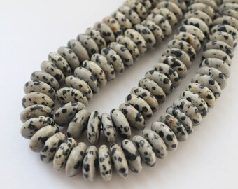 Center Drilled Natural Dalmatian Jasper Coin/Disc Beads - 16 Inch Strand