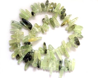 16 Inch Strand Prehnite Long Drop Beads