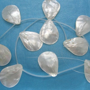 Beautiful White Mother of Pearl Teardrop Beads 10 Pcs