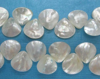 Full Strand Ivory White Mother of Pearl  Fan Shaped Beads 20x20mm, 16x16mm