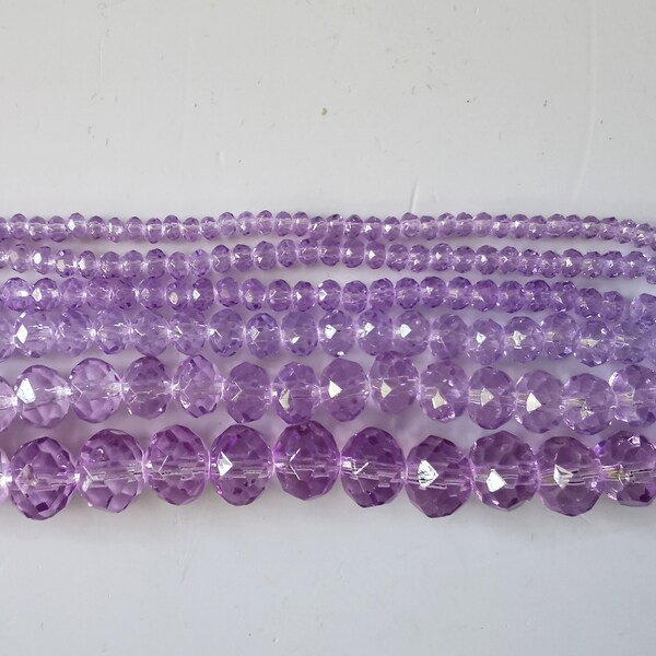 Matte Frosted Neon Glass Faceted Rondelle Beads – 8x5mm Lavender (16pc)