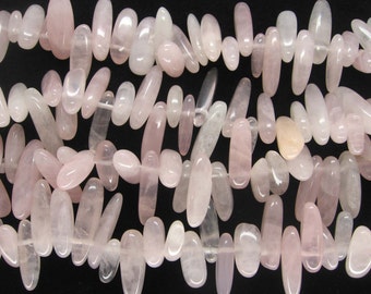 Full Strand Rose Quartz Long Teeth Beads