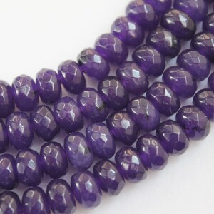 Full Strand Purple Violet Jade Faceted Rondelle Beads 8x5mm image 2