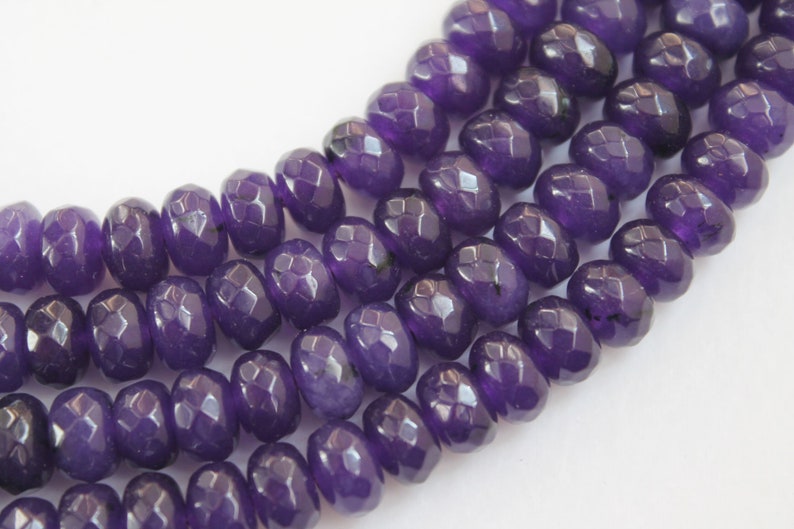 Full Strand Purple Violet Jade Faceted Rondelle Beads 8x5mm image 2