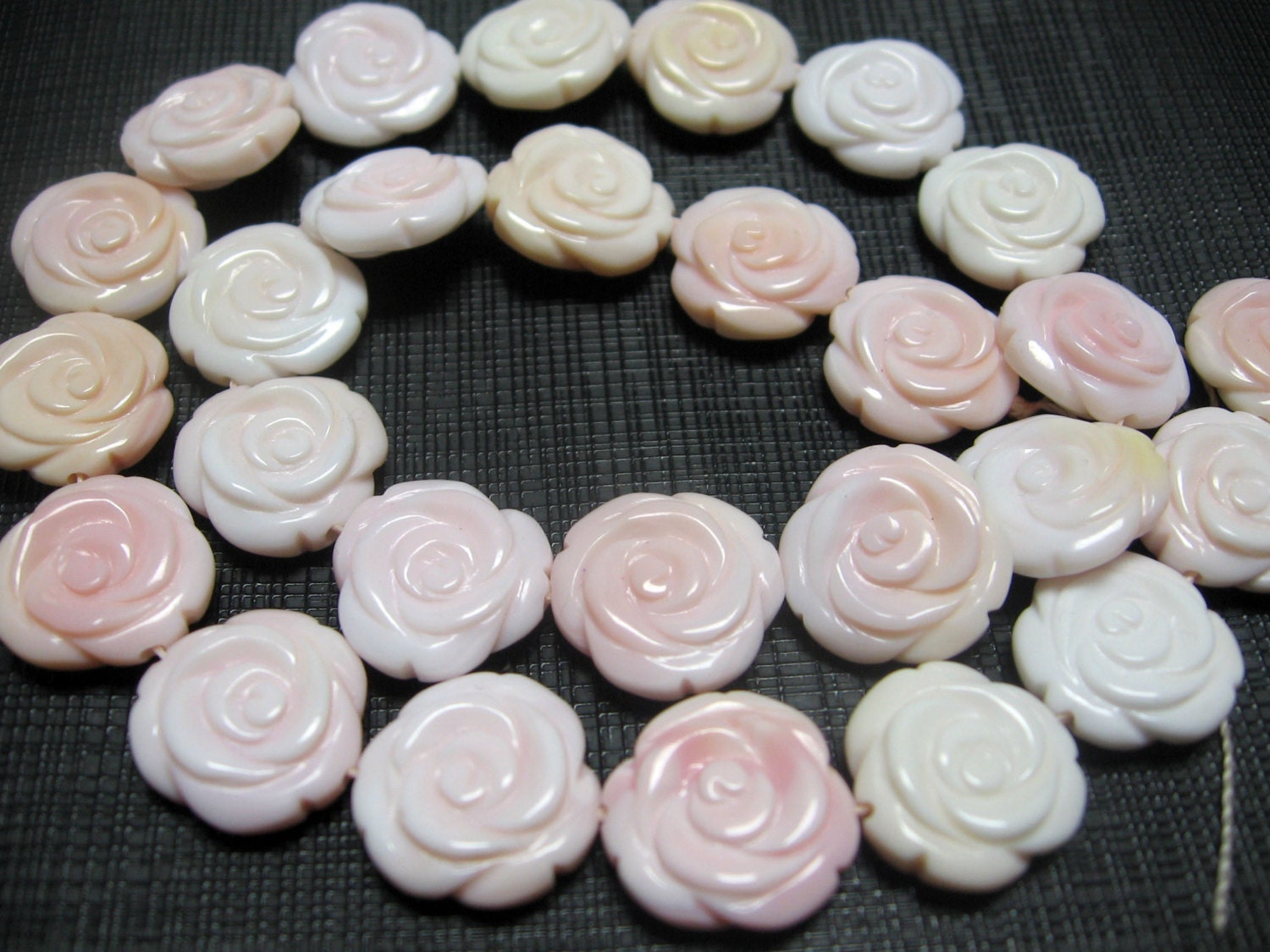 Conch Shell Roses 2 Pcs Natural Queen Conch Shell Hand Carved Double Sided Rose Flower ...
