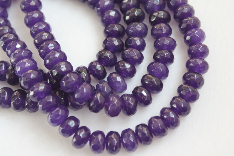 Full Strand Purple Violet Jade Faceted Rondelle Beads 8x5mm image 3