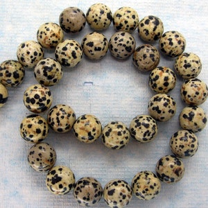 Naturel Dalmatien Jasper Smooth Round Beads 12mm - 16 Pouces Strand