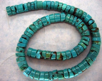 Full Strand Natural Green Cyan Turquoise Rondel Beads