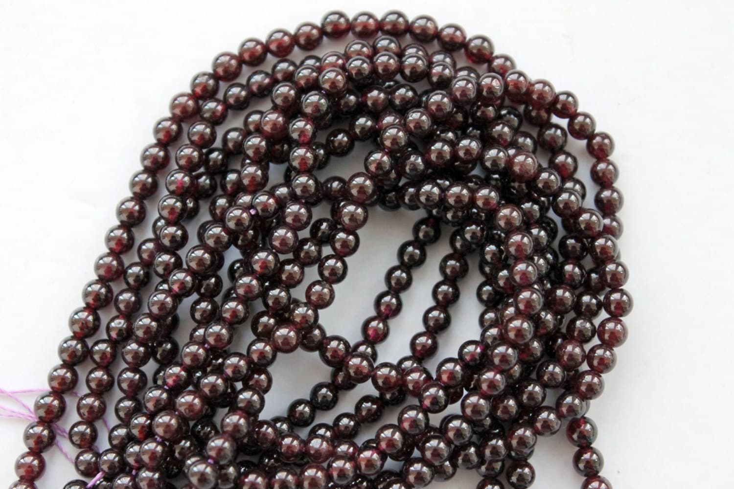 Cuentas De Granate Marrón Natural Redondas 4-5 Mm - 15 Hebras Para Hacer Joyas DIY, Bisutería Artesanal