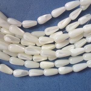 Beautiful White/Primary Mother of Pearl Teardrop Beads 6x12mm, 6x20mm