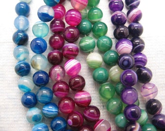 Full Strand Colorful Lace Agate Smooth Round Beads 8mm