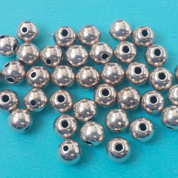 10 Pcs 925 Sterling Silver Round Spacer Beads 6mm, Three Hole Beads