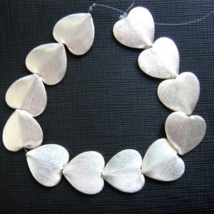 2 Pcs Indian Handmade 925 Sterling Silver Brushed Texture Heart Beads