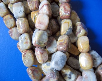 Crazy Lace Agate Rectangle Nugget Beads - 16 Inch Strand