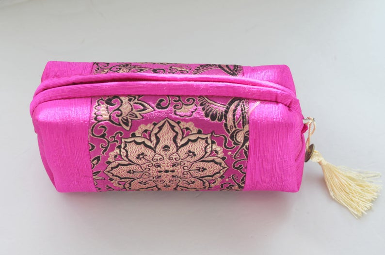 Travel Bag Pencil Case Silk Brocade Make Up Bag Comestic Bag Gadget Bag